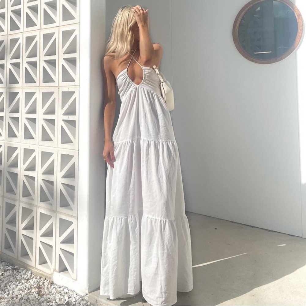 Princess Polly Lincoln White Backless Maxi Dress